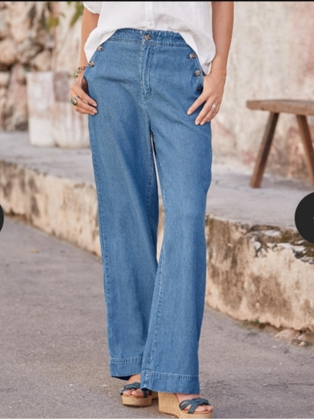 Sundance Light Blue High-Rise Wide Leg Jeans